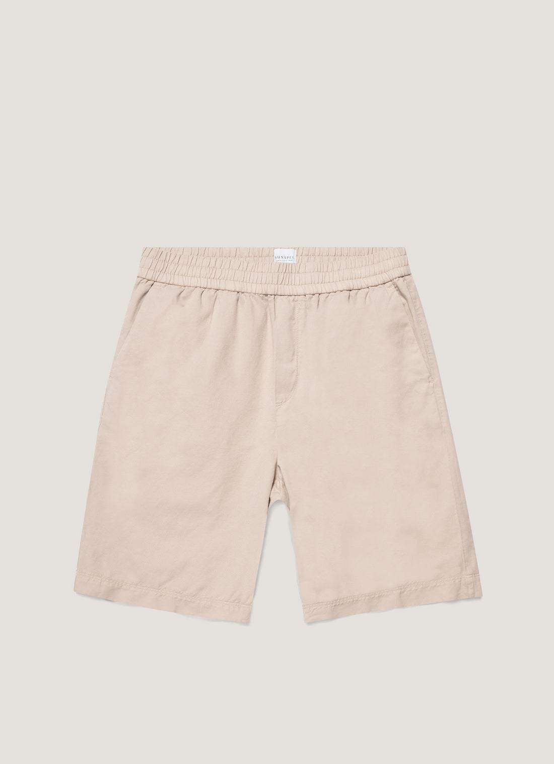 Men's Cotton Linen Drawstring Shorts in Light Sand