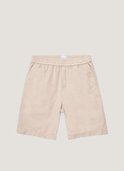 Men's Cotton Linen Drawstring Shorts in Light Sand