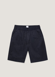 Men's Cotton Linen Drawstring Shorts in Navy