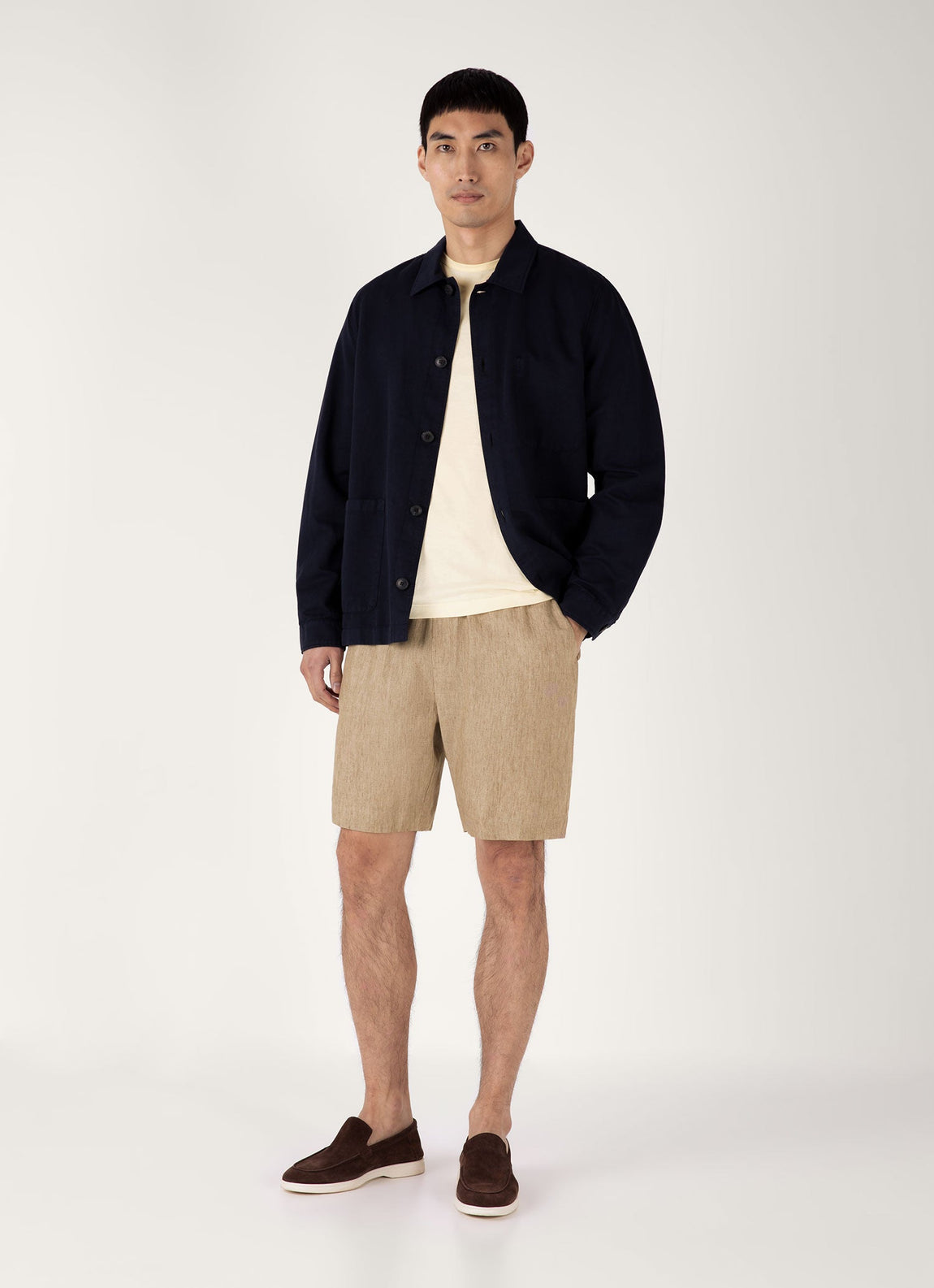 Men's Linen Drawstring Short in Dune Melange