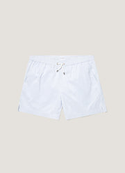 Men's Drawstring Swim Shorts in White/Cool Blue