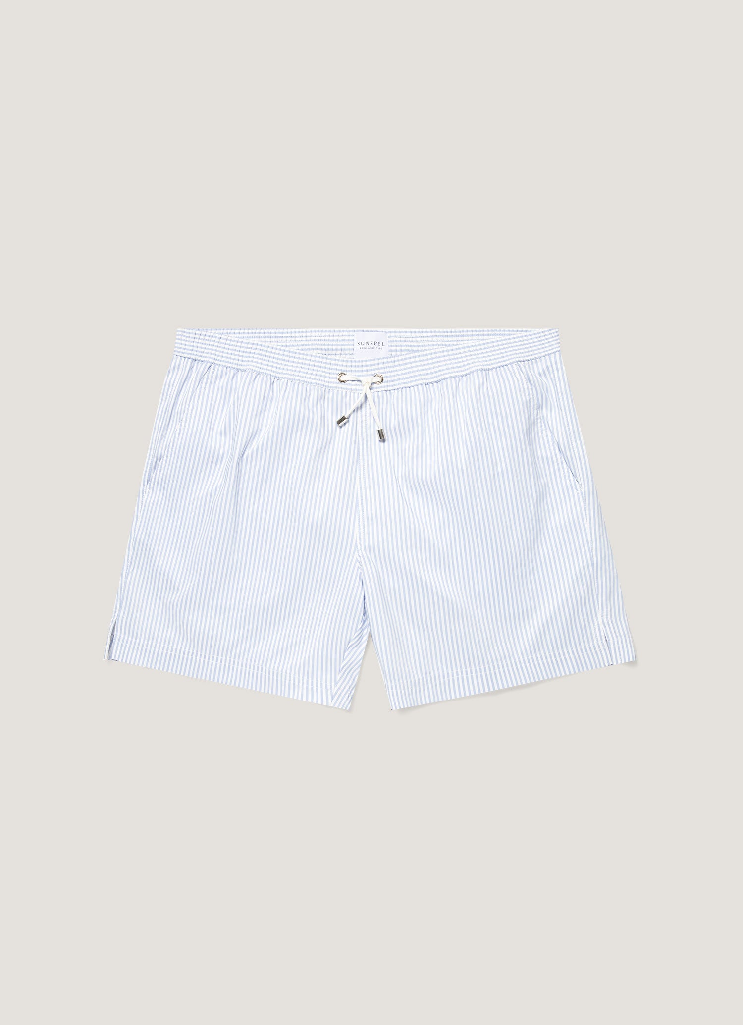 Men's Drawstring Swim Shorts in White/Cool Blue