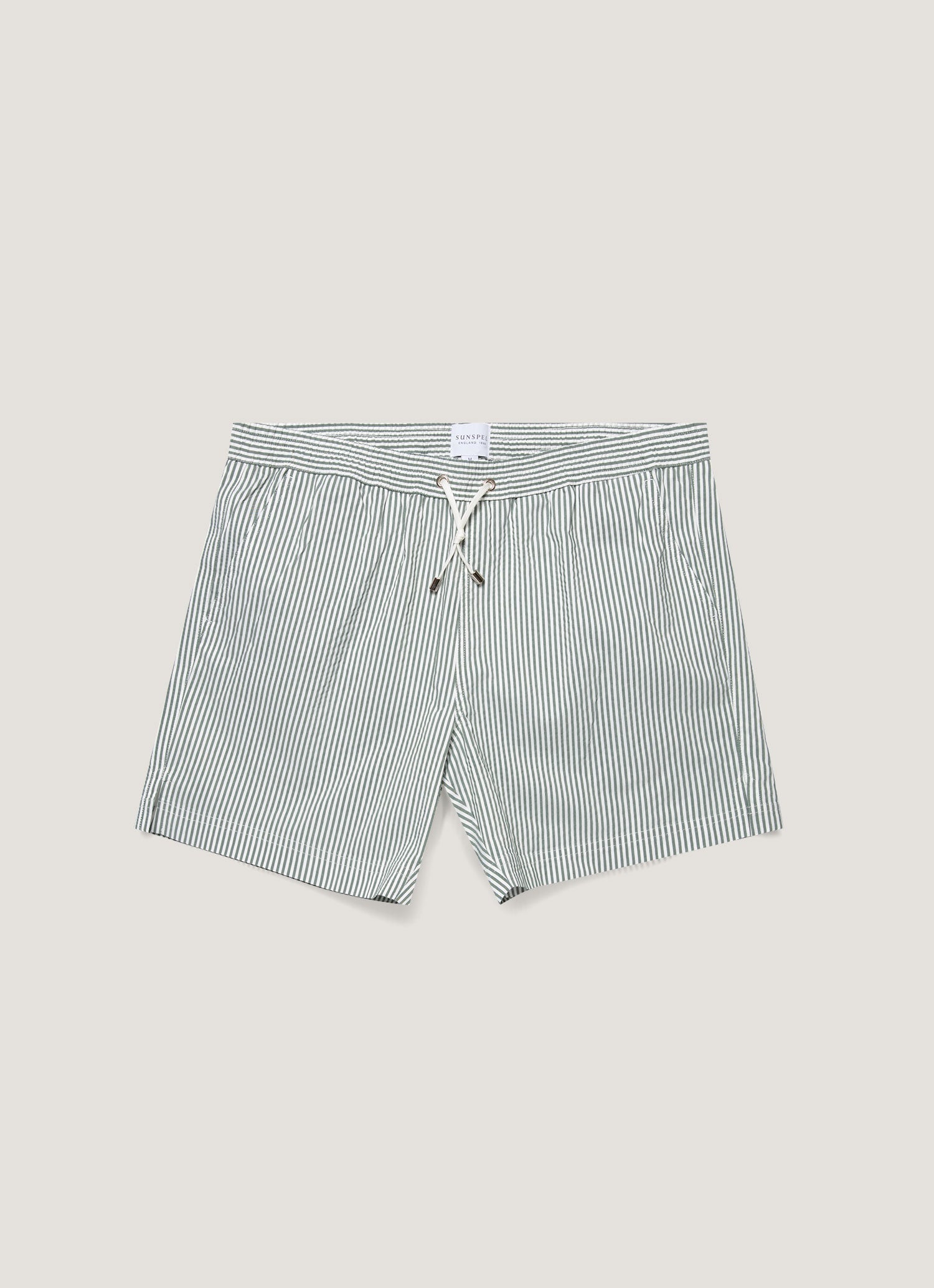 Men's Drawstring Swim Shorts in Dusk Green/White