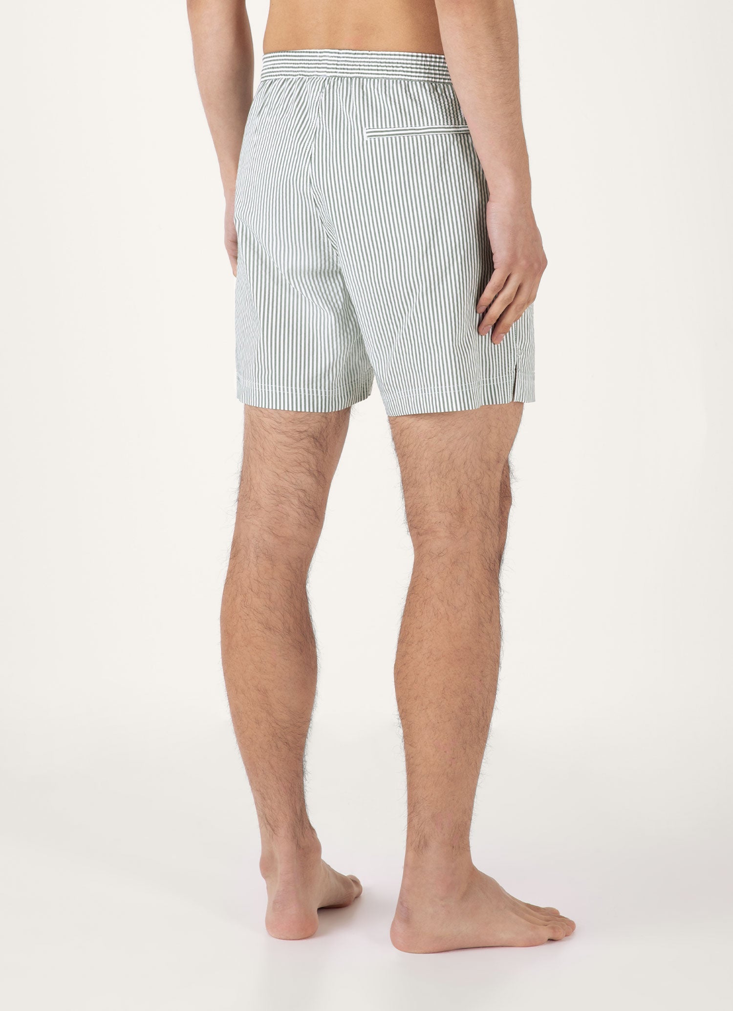 Men's Drawstring Swim Shorts in Dusk Green/White