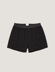 Men's Superfine Cotton One-Button Boxer Shorts in Black