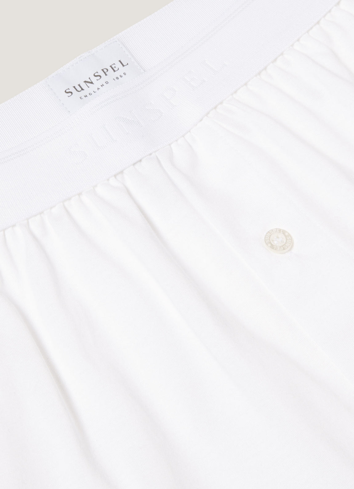 Men's Superfine Cotton One-Button Boxer Shorts in White