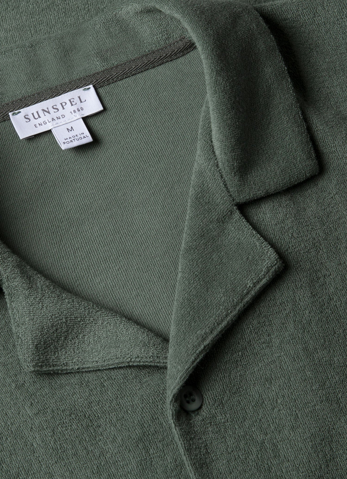 Men's Towelling Camp Collar Shirt in Dusk Green