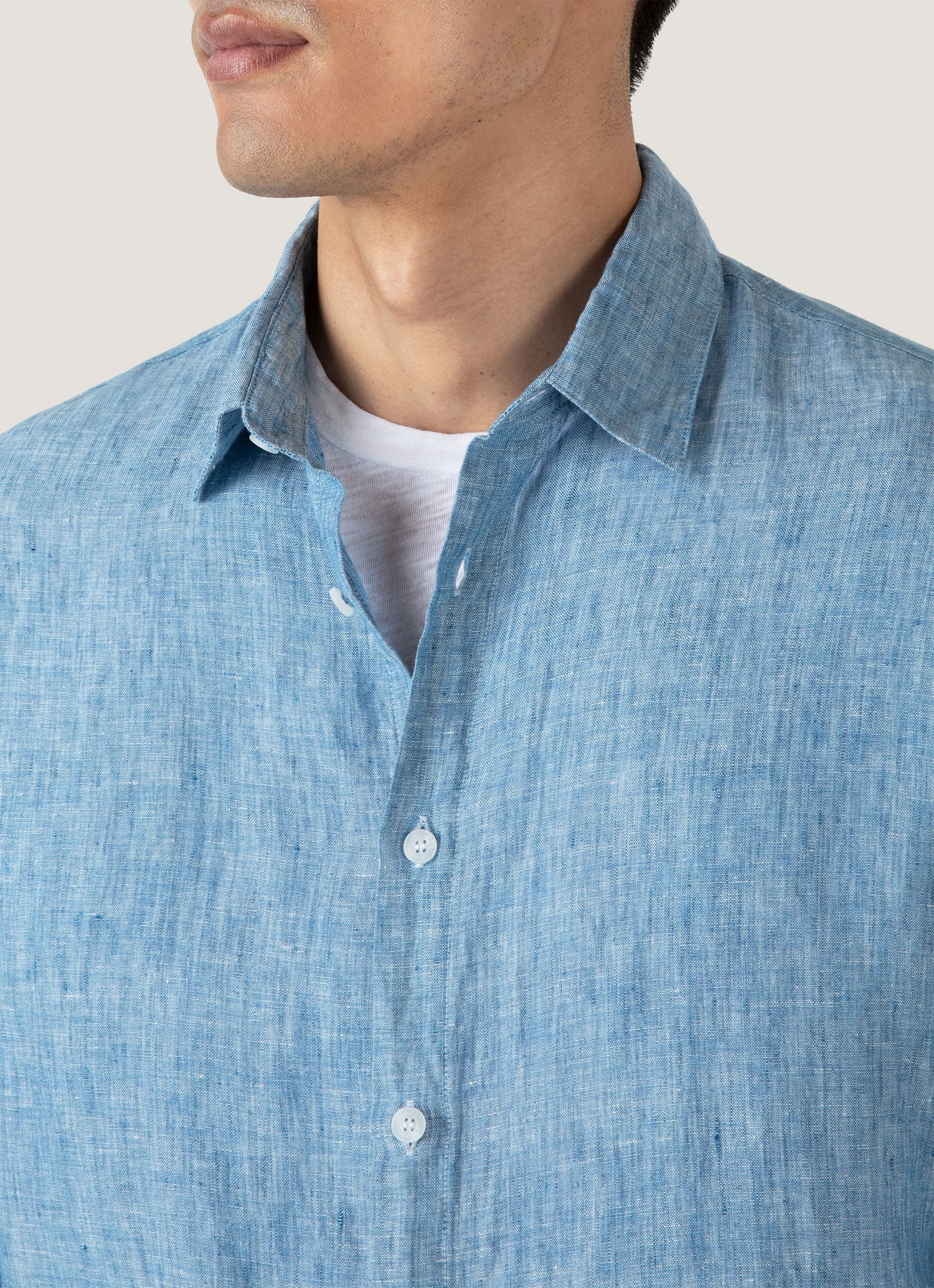 Men's Linen Shirt in Como Blue