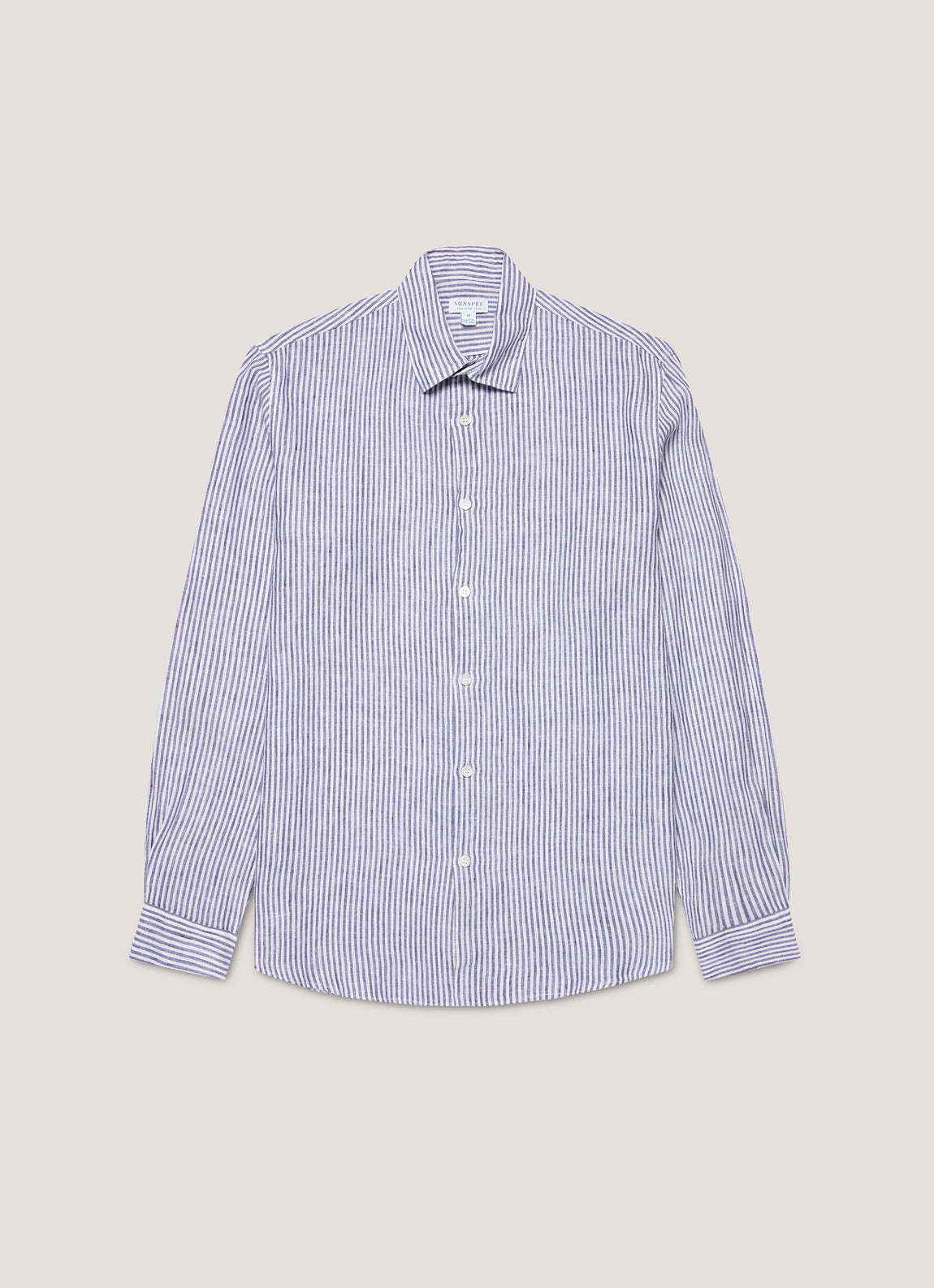 Men's Linen Shirt in Navy/White