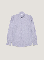 Men's Linen Shirt in Navy/White