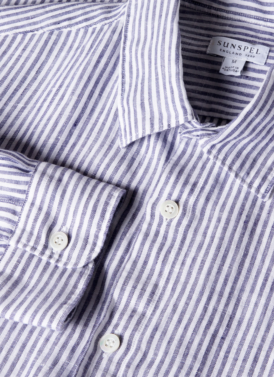 Men's Linen Shirt in Navy/White