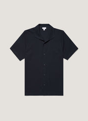 Men's Short Sleeve Textured Jersey Shirt in Midnight Navy