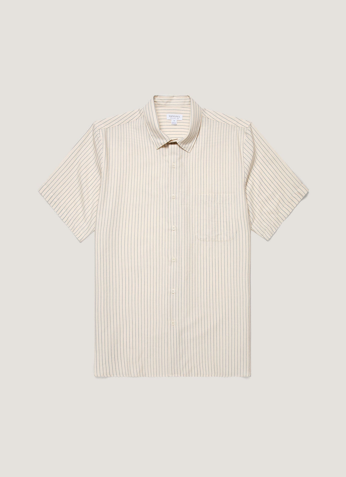 Men's Short Sleeve Vintage Stripe Shirt in Vintage Blue/Ecru