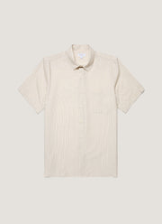 Men's Short Sleeve Vintage Stripe Shirt in Vintage Blue/Ecru