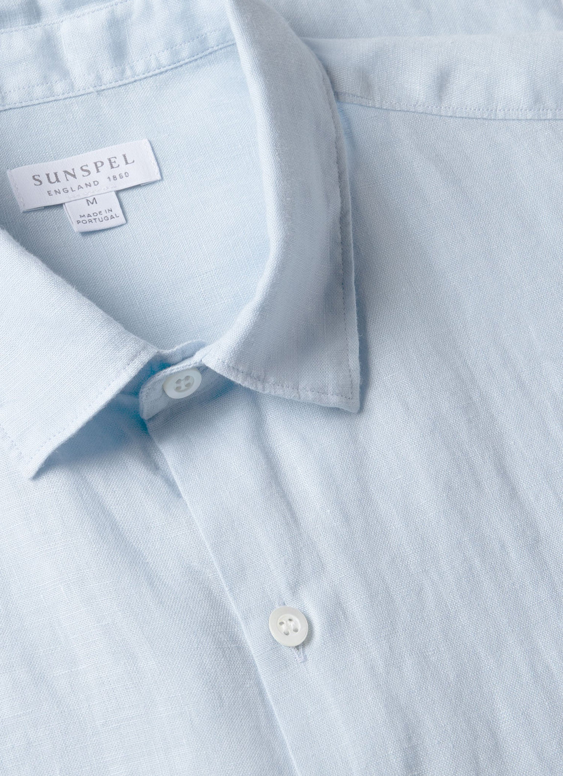 Men's Short Sleeve Linen Shirt in Light Blue