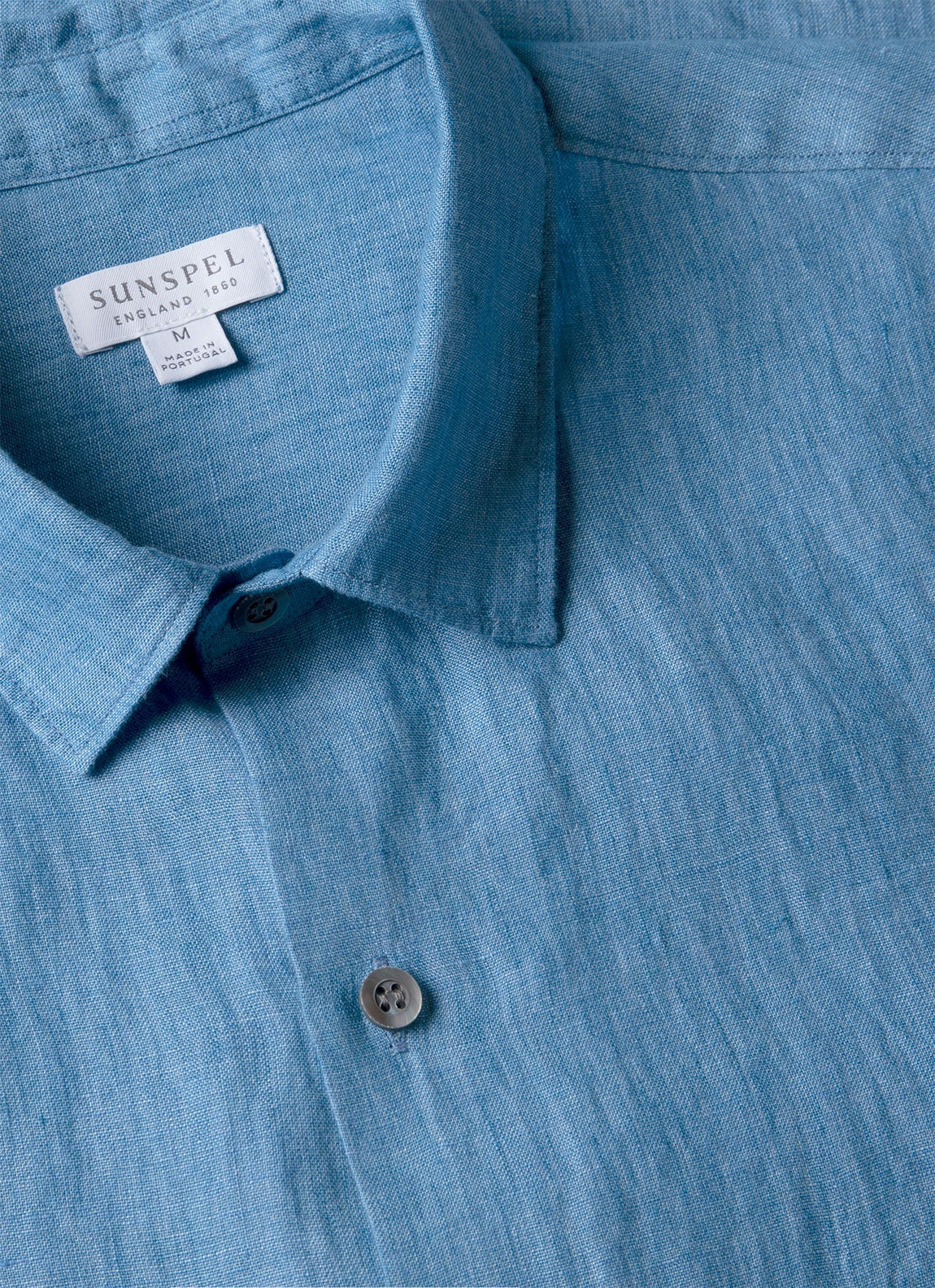 Men's Short Sleeve Linen Shirt in Cool Blue