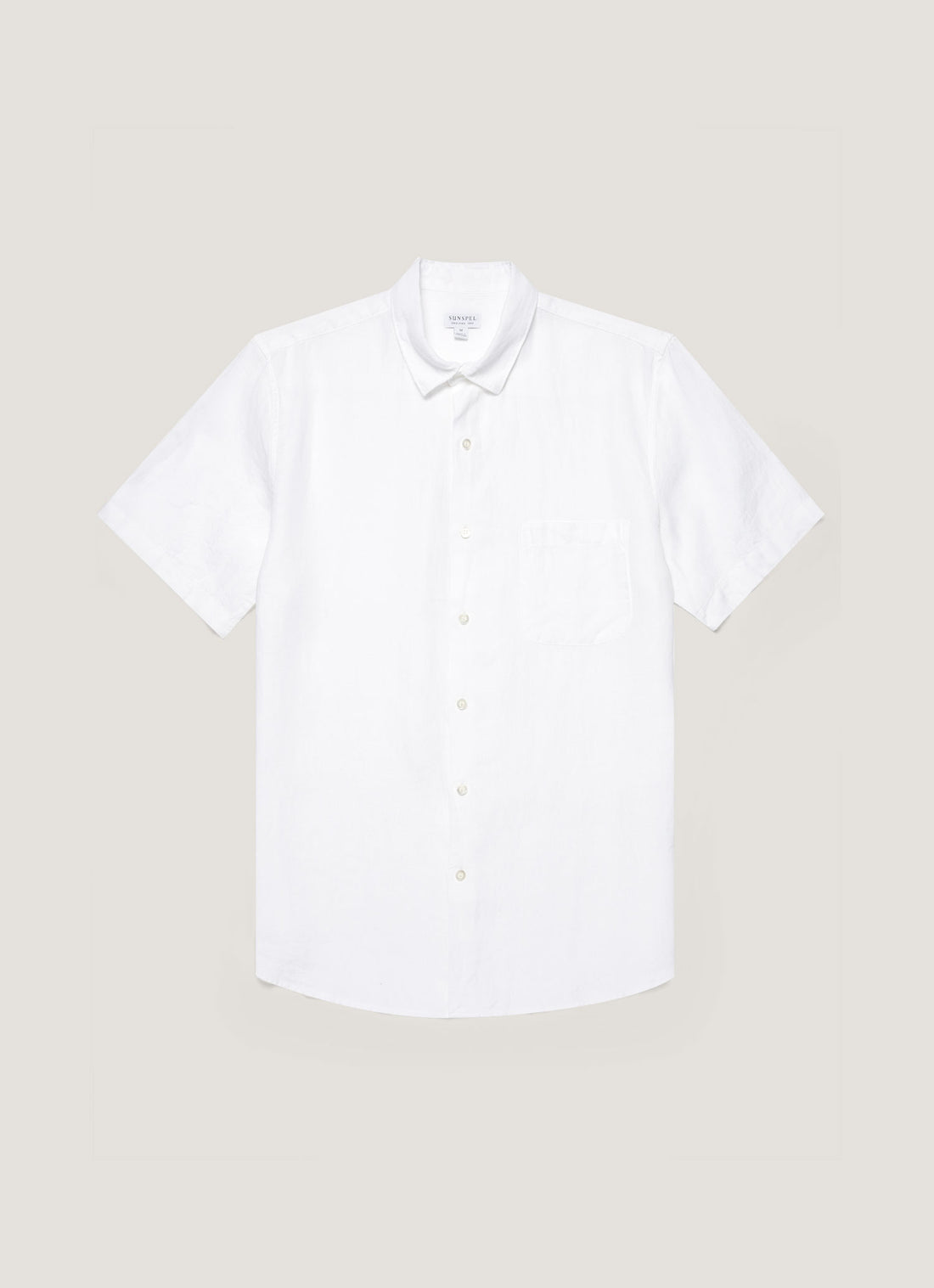 Men's Short Sleeve Linen Shirt in White