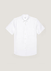 Men's Short Sleeve Linen Shirt in White