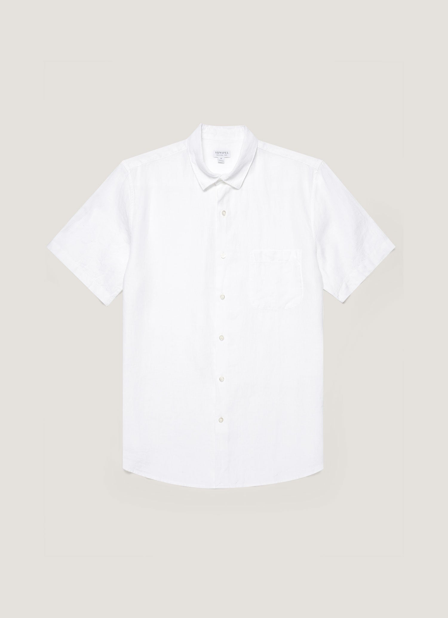 Men's Short Sleeve Linen Shirt in White