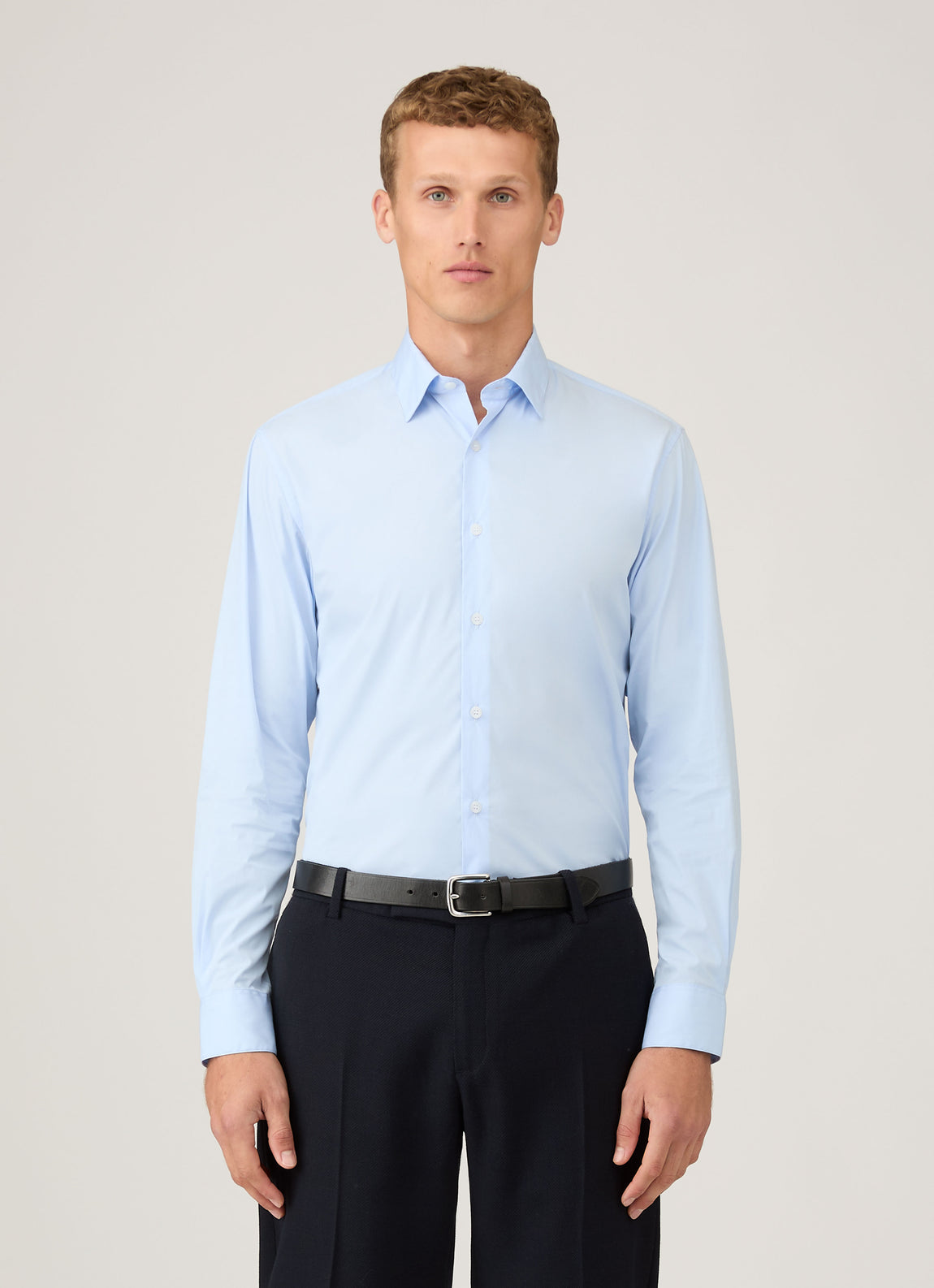 Men's Cotton Stretch Shirt in Light Blue