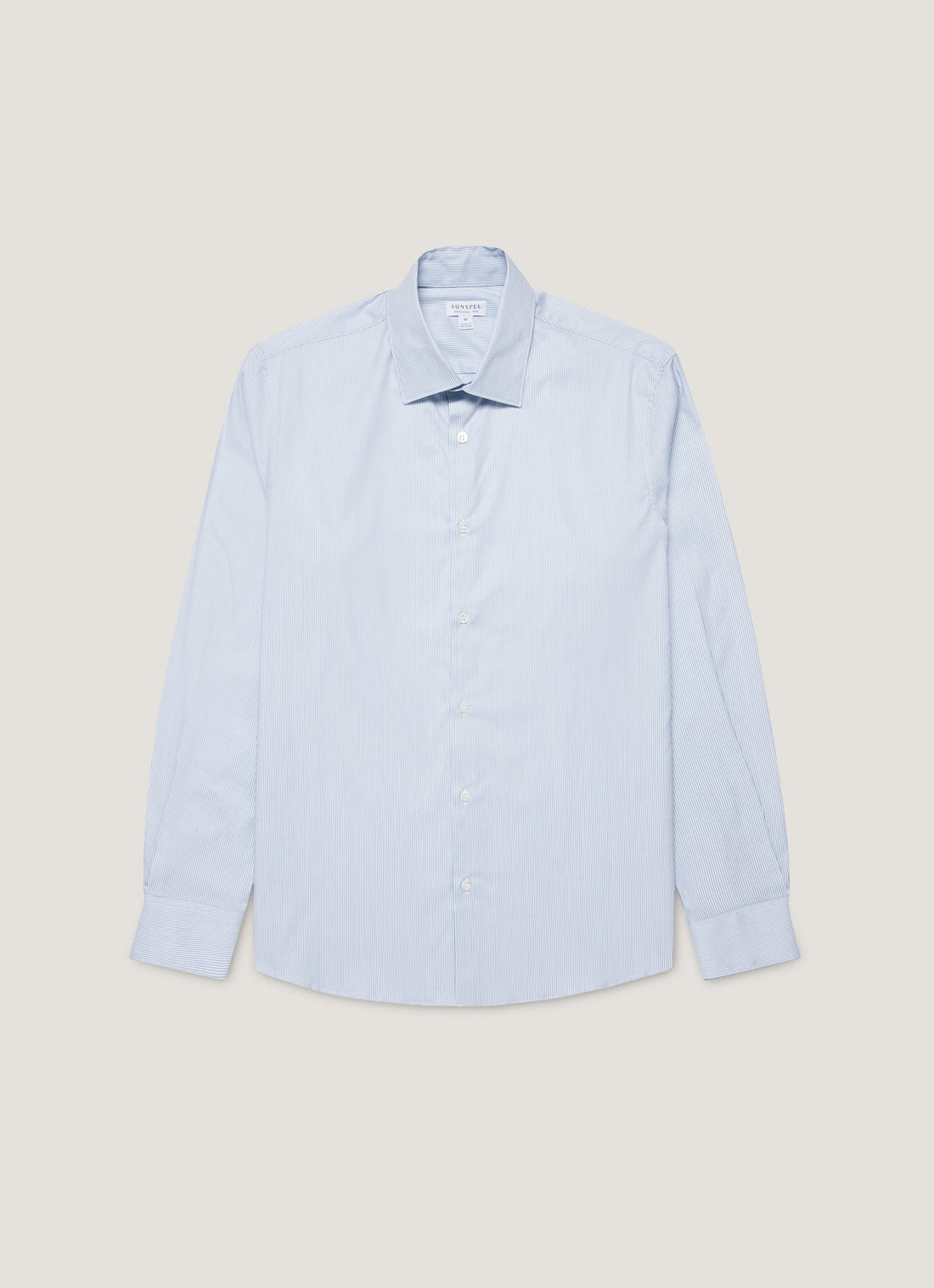 Men's Cotton Stretch Shirt in Light Blue/White