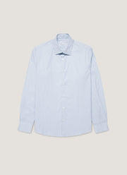 Men's Cotton Stretch Shirt in Light Blue/White