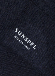 Men's Cashmere Ribbed Socks in Navy