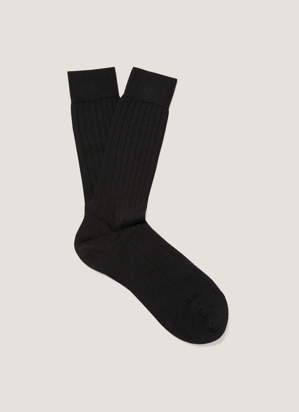 Merino Wool Rib Socks - Black
