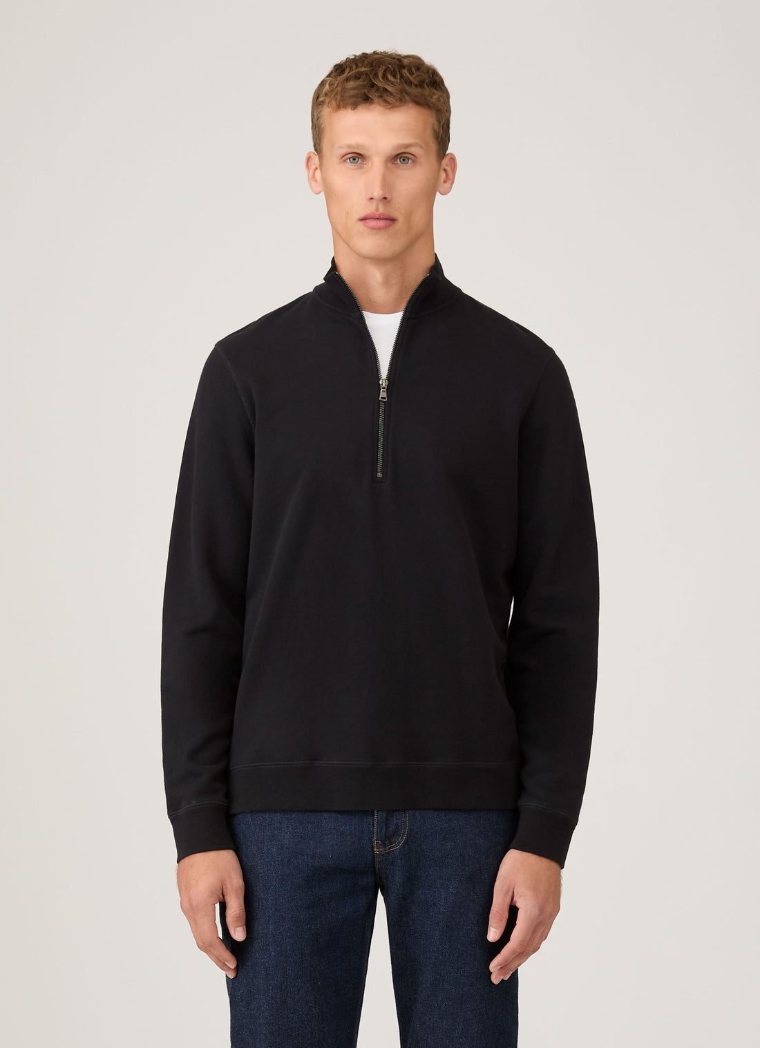 Men's Half Zip Loopback Sweatshirt in Black