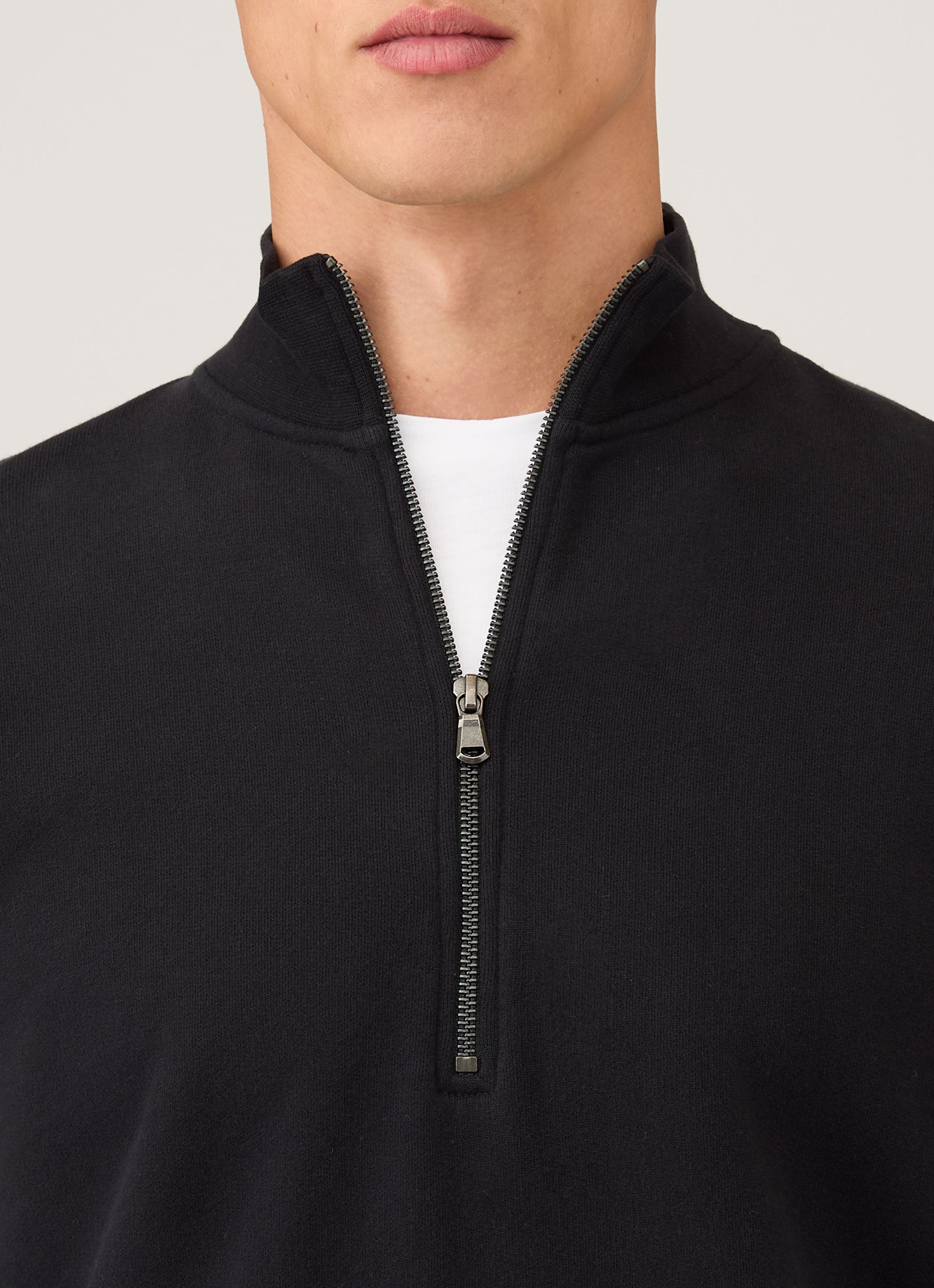 Men's Half Zip Loopback Sweatshirt in Black