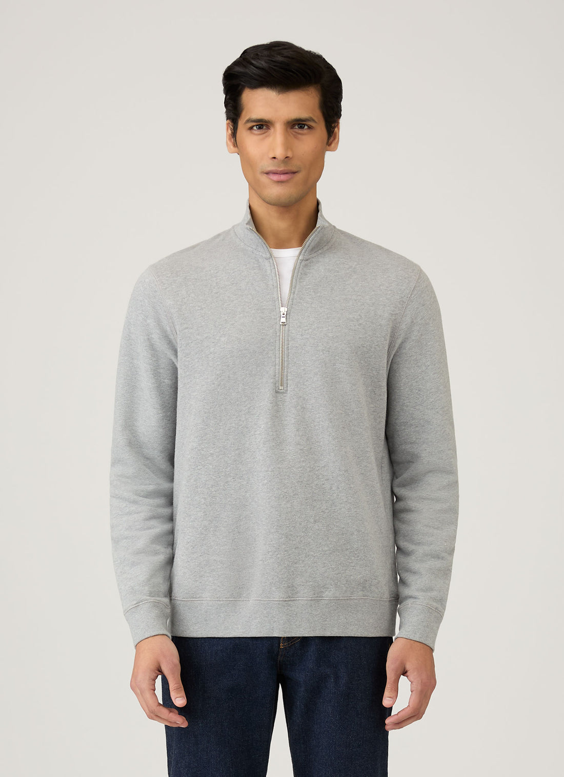 Men's Half Zip Loopback Sweatshirt in Grey Melange