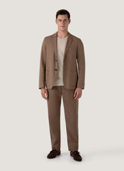 Men's Cotton Linen Drawstring Trouser in Dark Tan