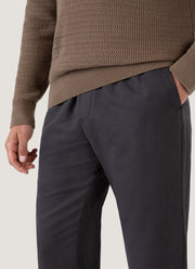 Men's Cotton Linen Drawstring Trouser in Charcoal