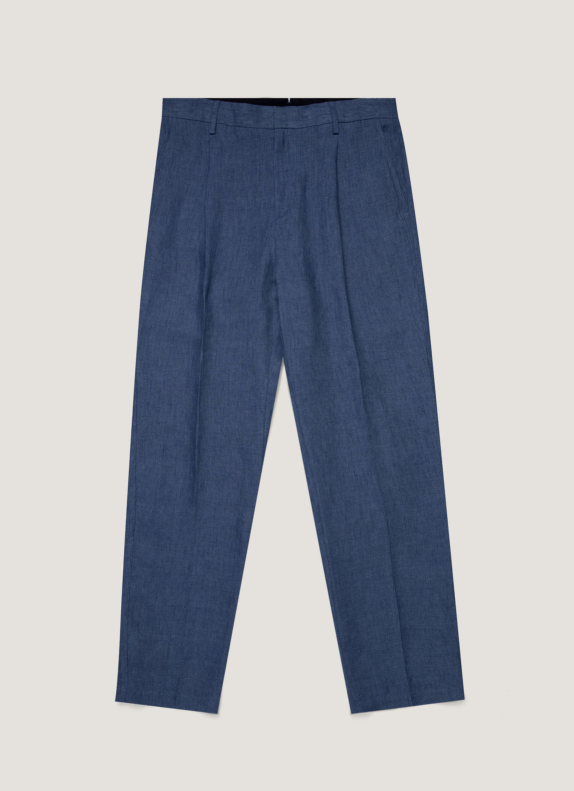 Men's Pleated Linen Trouser in Light Navy