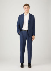 Men's Pleated Linen Trouser in Light Navy