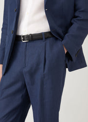 Men's Pleated Linen Trouser in Light Navy