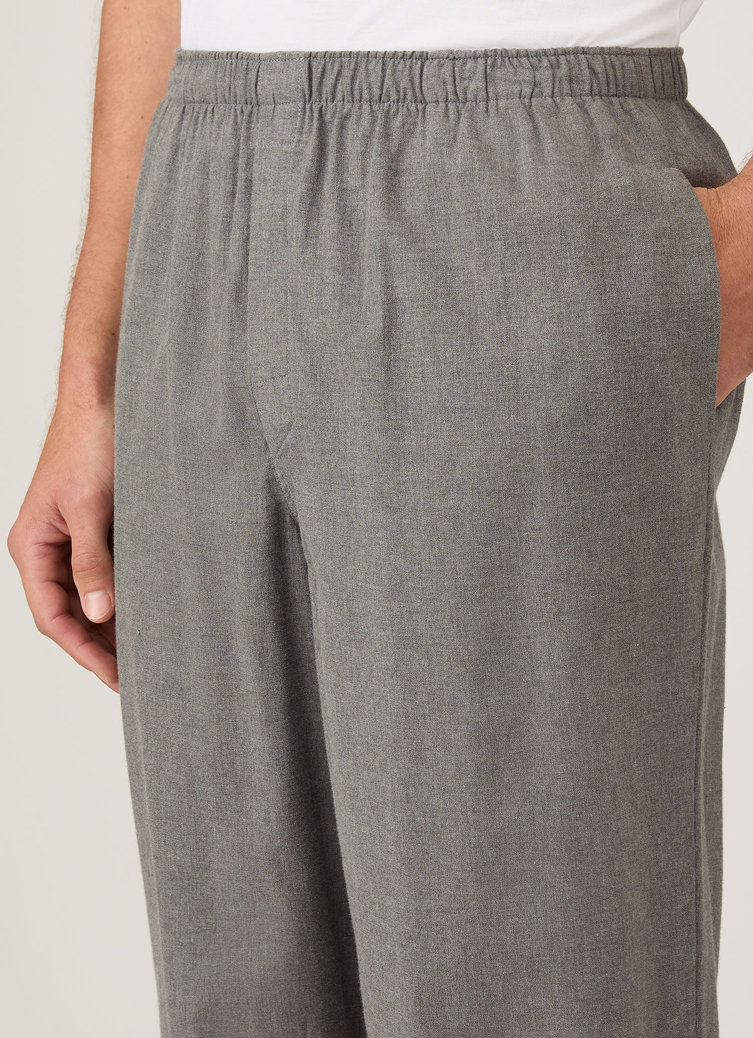 Men's Cotton Flannel Pyjama Trouser in Mid Grey Melange