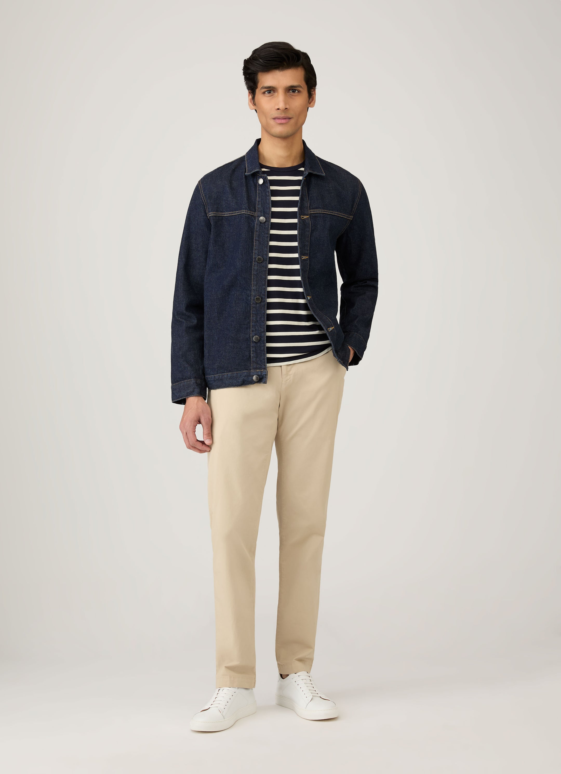 Men's Classic T-shirt in Navy/Ecru Breton Stripe