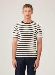 Men's Classic T-shirt in Ecru/Navy Breton Stripe