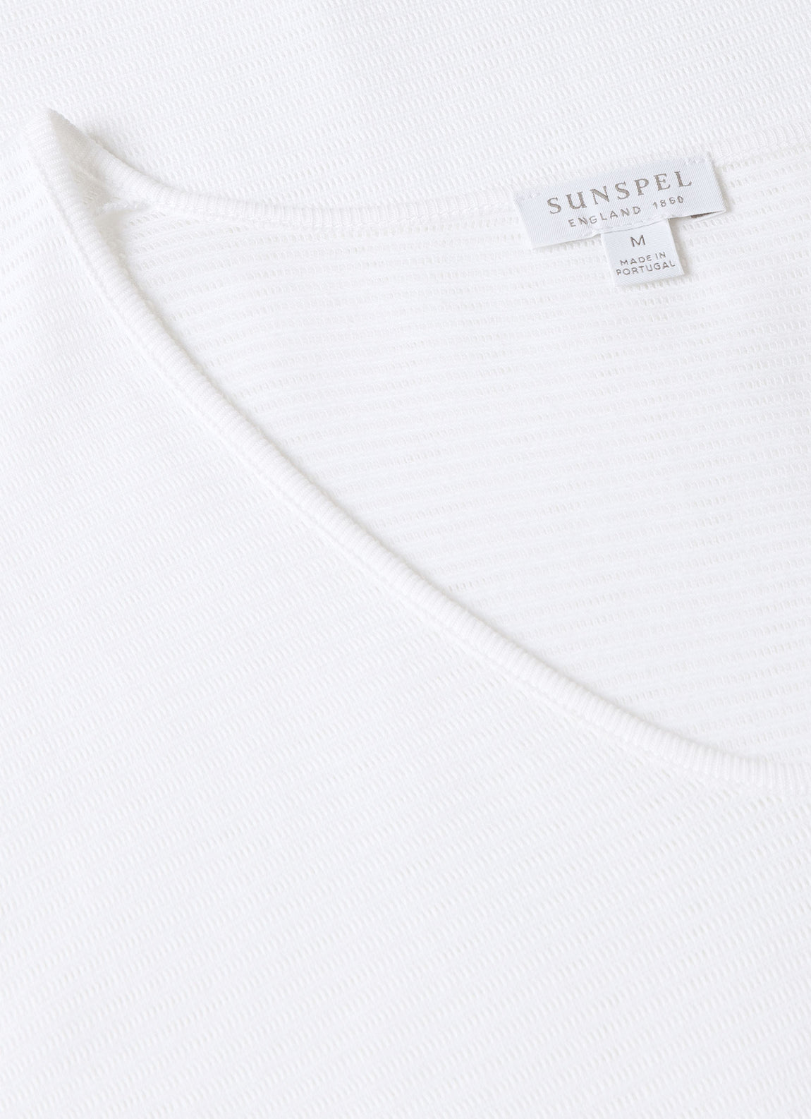 Men's Cellular Cotton V-neck Underwear T-shirt in White