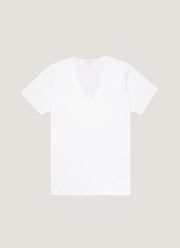 Men's Superfine Cotton V-neck Underwear T-shirt in White