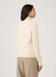 Women's Lambswool Funnel Neck Jumper in Ecru