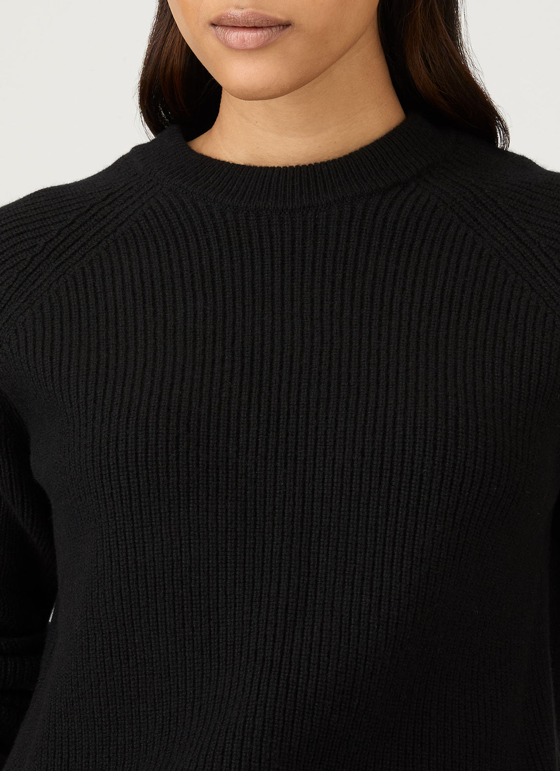 Women's Wool Cashmere Rib Jumper in Black
