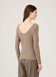 Women's Stretch Cotton Scoop Back Top in Cedar