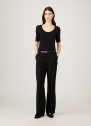 Women's Stretch Cotton Scoop Top in Black