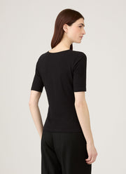 Women's Stretch Cotton Scoop Top in Black
