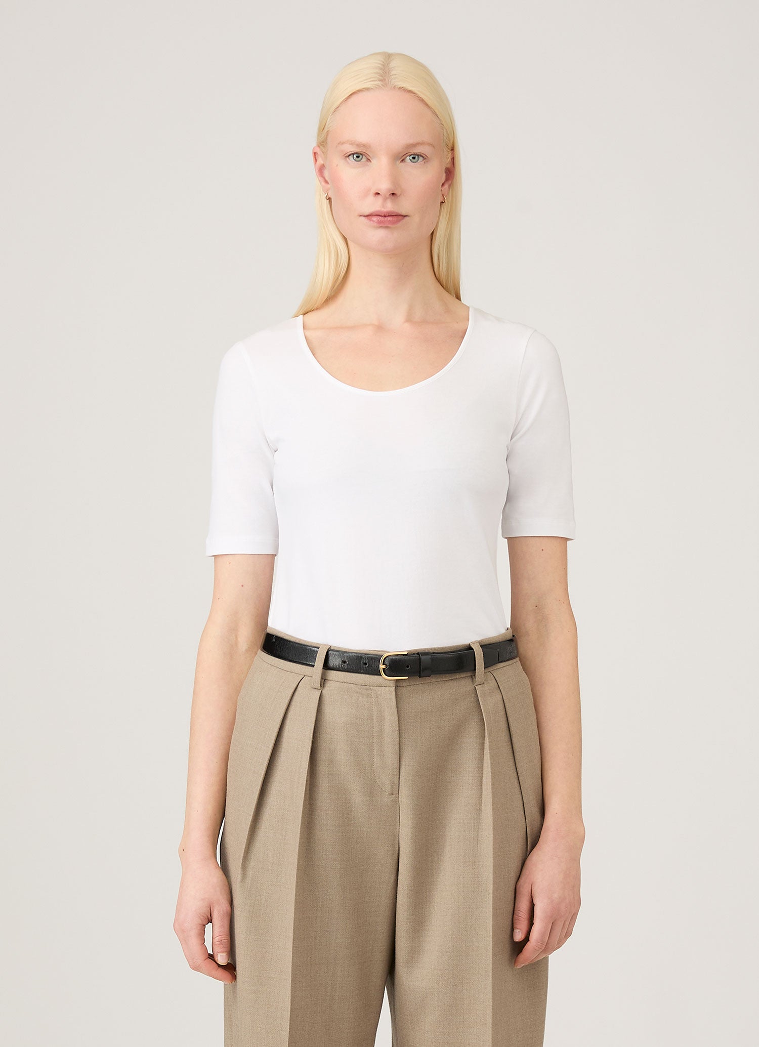 Women's Stretch Cotton Scoop Top in White