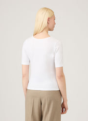 Women's Stretch Cotton Scoop Top in White