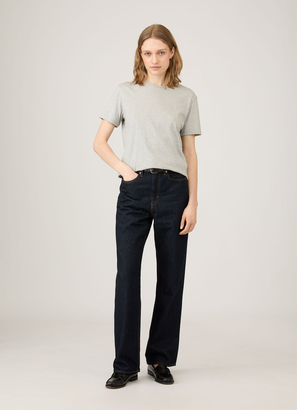 Women's Boy Fit T-shirt in Grey Melange