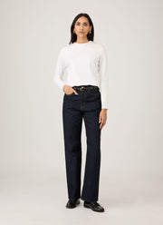 Women's Long Sleeve Boy Fit T Shirt in White